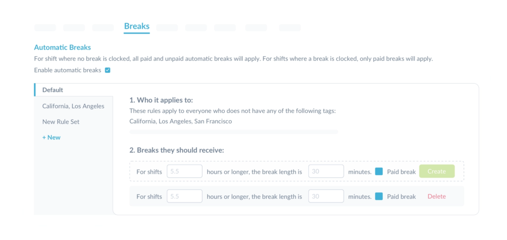 Tracking mandatory work breaks